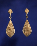 Rose and white gold scroll earrings