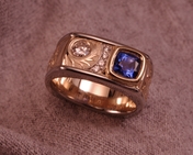 Sapphire and diamond palm tree ring