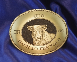Hand engraved Bull belt buckle