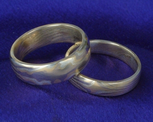 Gold mokume bands